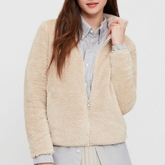 Uniqlo Fluffy Yarn Fleece Zip Jacket Dark Grey S - Picture 6 of 7